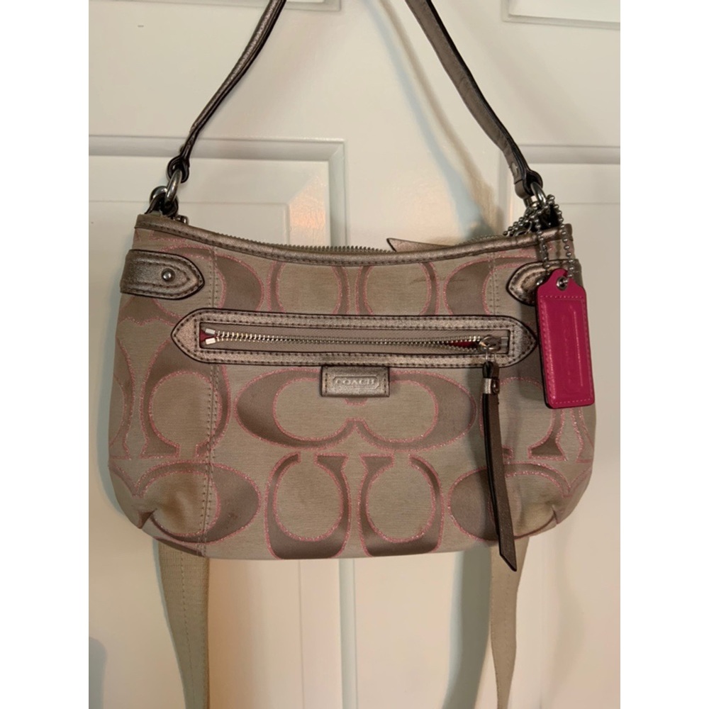 Pink & Tan sparkly Coach Purse